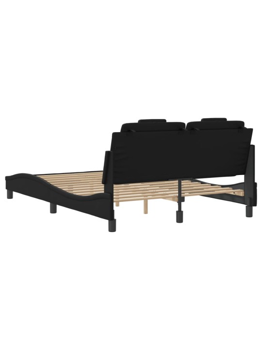 Gultas rāmis ar led, melns, 140x200 cm, mākslīgā āda