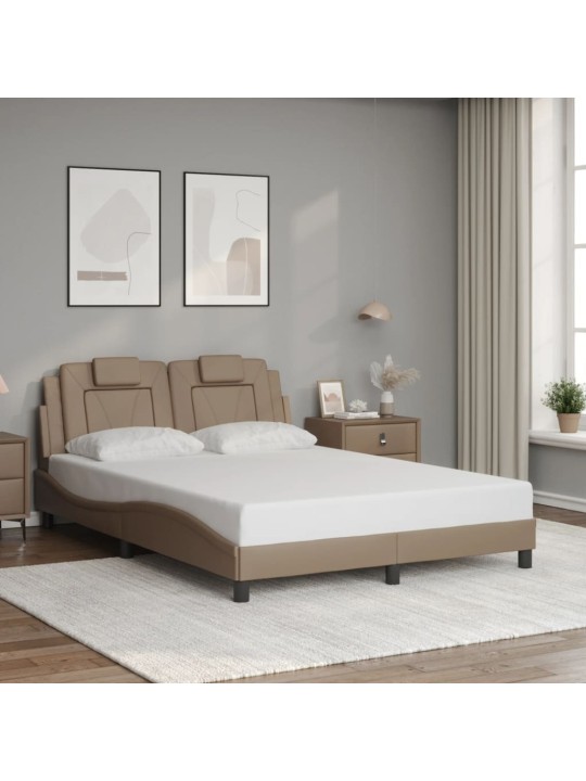 Gultas rāmis ar led, kapučīno, 140x200 cm, mākslīgā āda