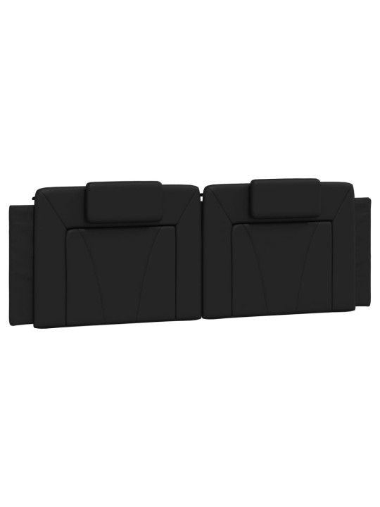 Gultas rāmis ar led, melns, 160x200 cm, mākslīgā āda