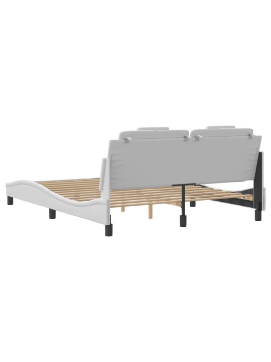Gultas rāmis ar led, balts, 160x200 cm, mākslīgā āda