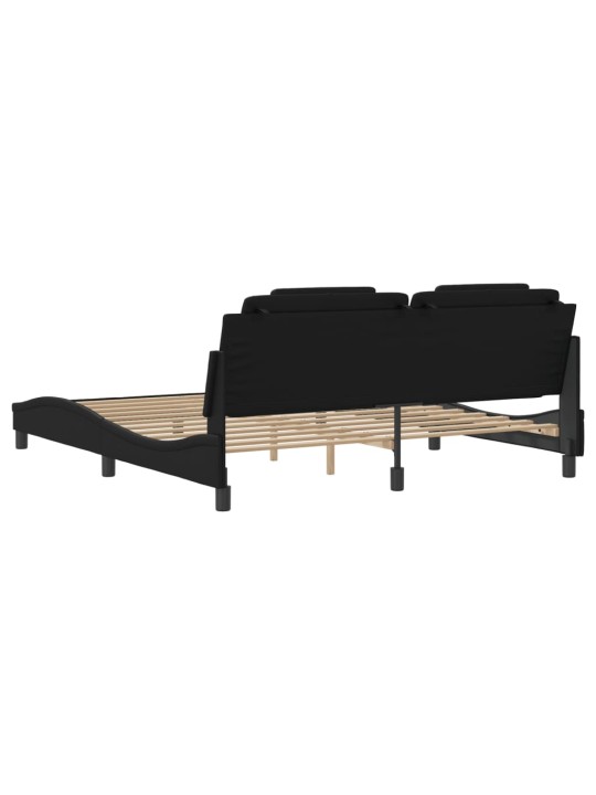 Gultas rāmis ar led, melns, 180x200 cm, mākslīgā āda