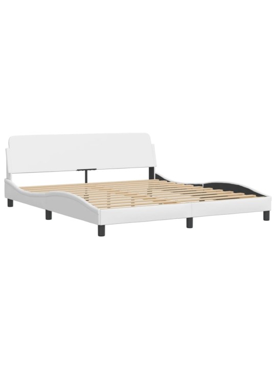 Gultas rāmis ar led, balts, 180x200 cm, mākslīgā āda