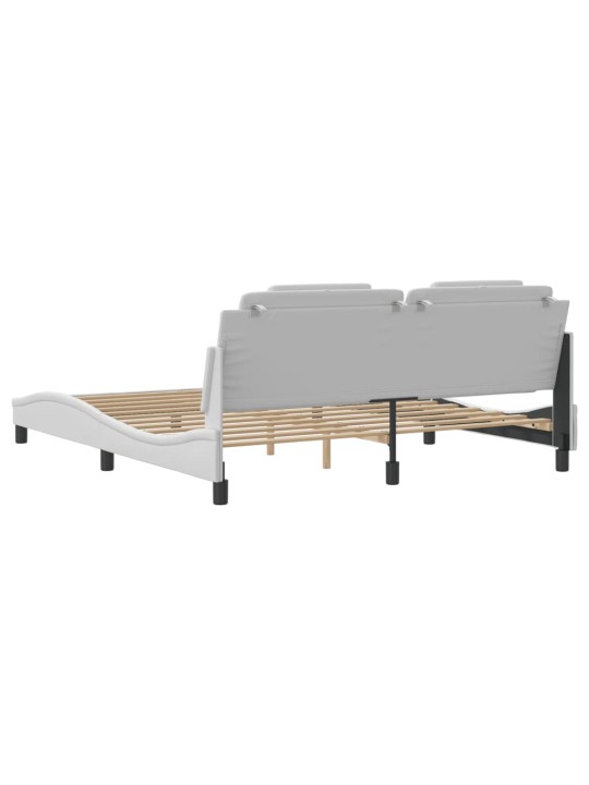 Gultas rāmis ar led, balts, 180x200 cm, mākslīgā āda