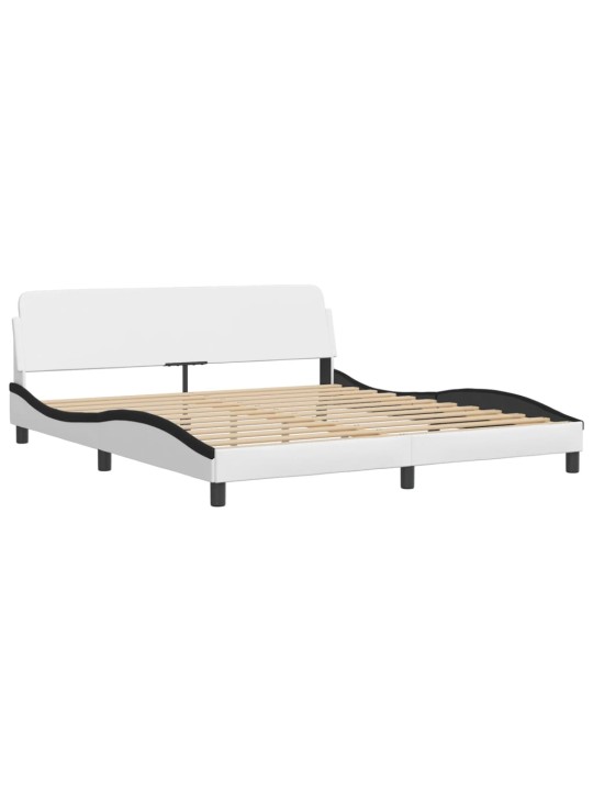Gultas rāmis ar LED, balts un melns, 180x200 cm, mākslīgā āda