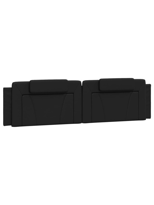 Gultas rāmis ar led, melns, 200x200 cm, mākslīgā āda