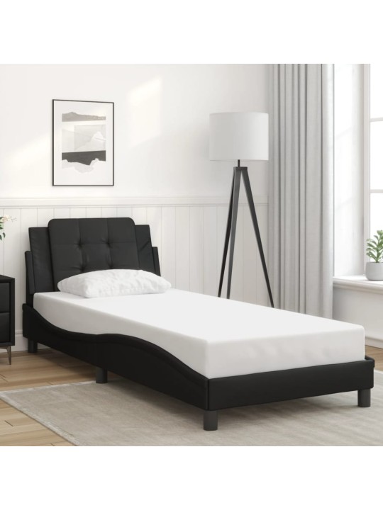 Gultas rāmis ar LED, melns, 80x200 cm, mākslīgā āda