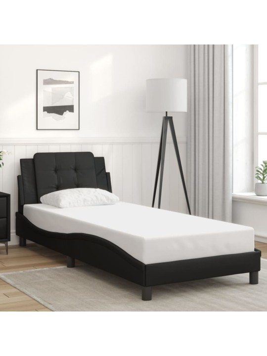 Gultas rāmis ar LED, melns, 100x200 cm, mākslīgā āda