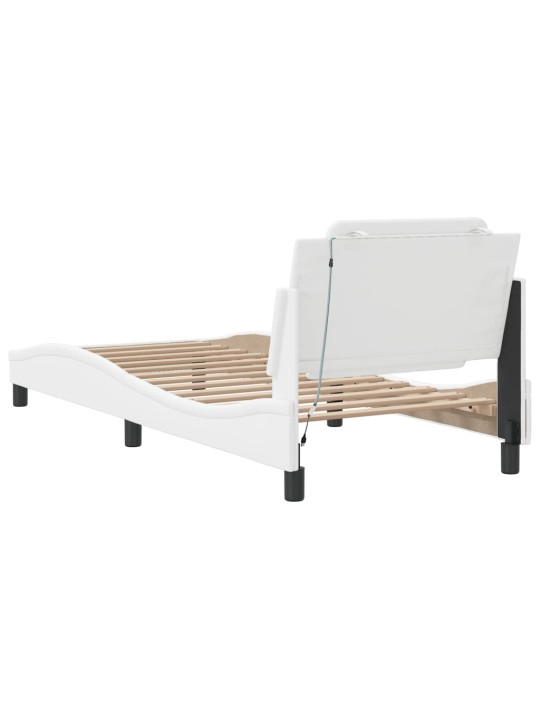 Gultas rāmis ar LED, balts, 100x200 cm, mākslīgā āda