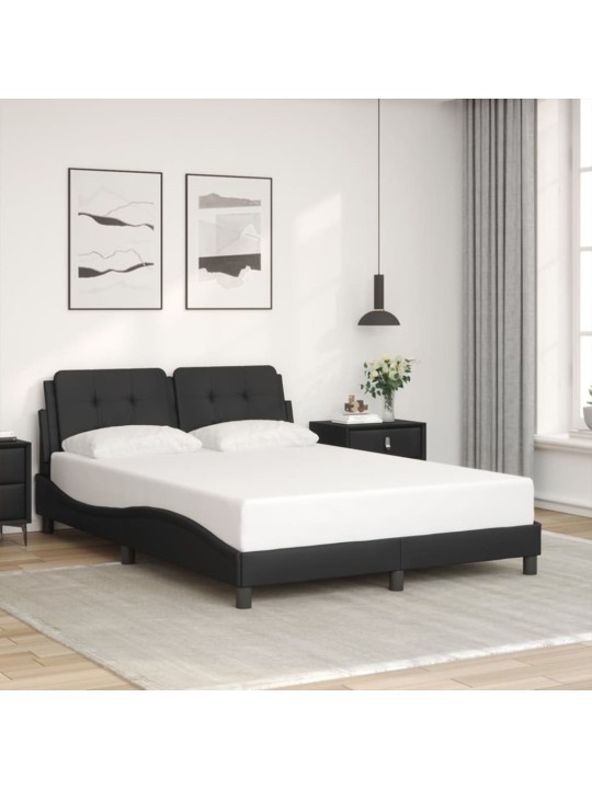 Gultas rāmis ar LED, melns, 120x200 cm, mākslīgā āda