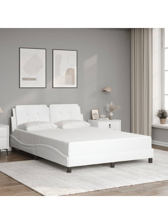 Gultas rāmis ar led, balts, 120x200 cm, mākslīgā āda