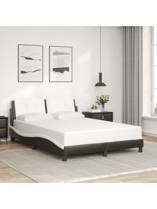 Gultas rāmis ar led, melns un balts, 120x200 cm, mākslīgā āda