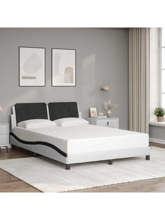 Gultas rāmis ar led, balts un melns, 120x200 cm, mākslīgā āda