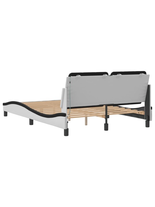 Gultas rāmis ar led, balts un melns, 120x200 cm, mākslīgā āda