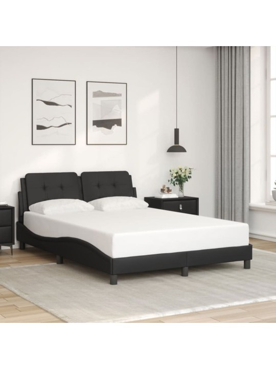 Gultas rāmis ar led, melns , 140x190 cm, mākslīgā āda