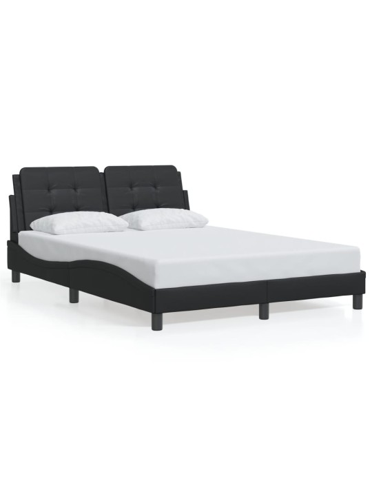 Gultas rāmis ar led, melns , 140x190 cm, mākslīgā āda