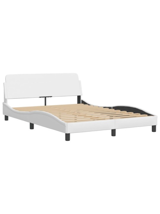 Gultas rāmis ar led, balts, 140x190 cm, mākslīgā āda
