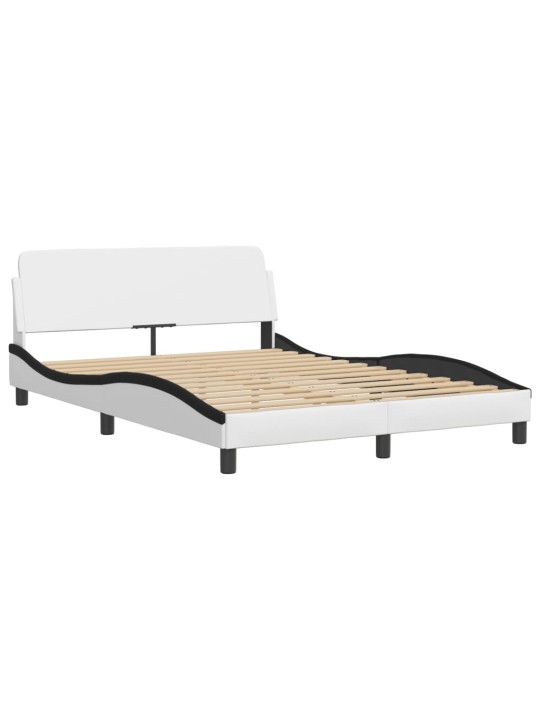 Gultas rāmis ar led, balts un melns, 140x190 cm, mākslīgā āda