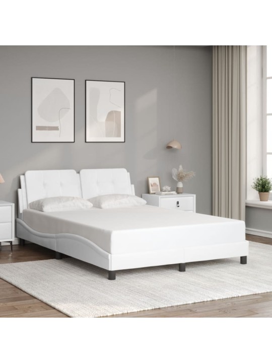 Gultas rāmis ar LED, balts, 140x200 cm, mākslīgā āda