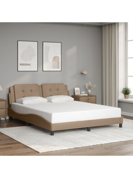 Gultas rāmis ar led, kapučīno, 160x200 cm, mākslīgā āda