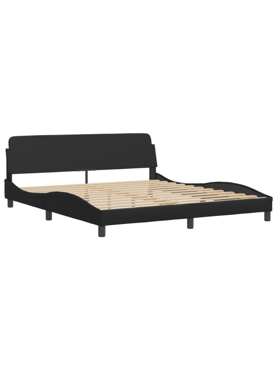 Gultas rāmis ar LED, melns, 180x200 cm, mākslīgā āda
