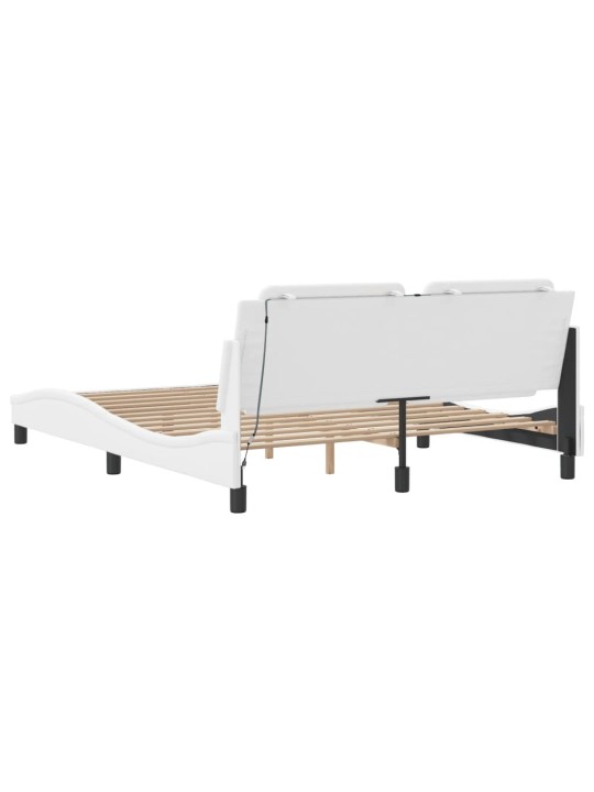Gultas rāmis ar led, balts, 180x200 cm, mākslīgā āda