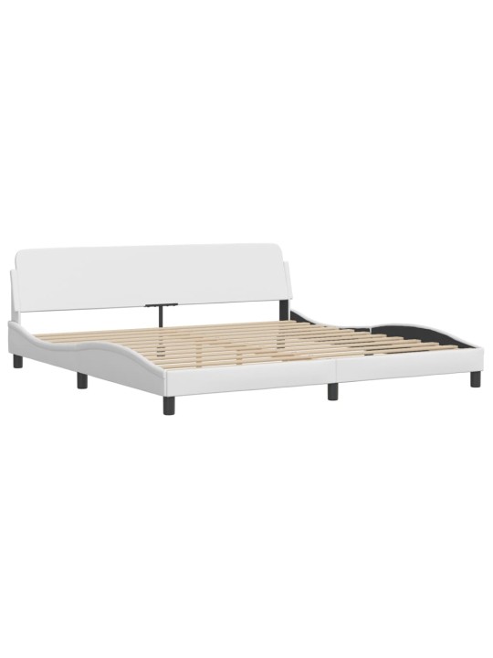 Gultas rāmis ar LED, balts, 200x200 cm, mākslīgā āda