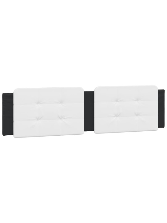 Gultas rāmis ar led, melns un balts, 200x200 cm, mākslīgā āda