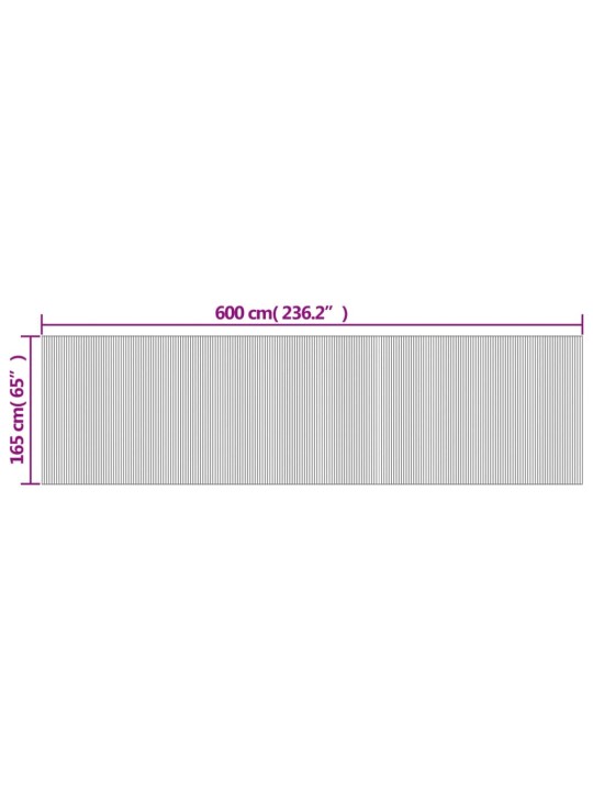 Istabas aizslietnis, balts, 165x600 cm, bambuss