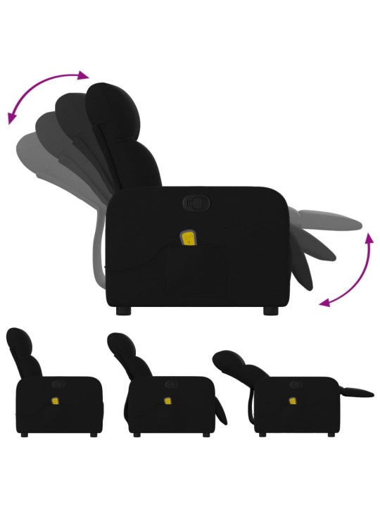 Masāžas krēsls, atgāžams, melns audums