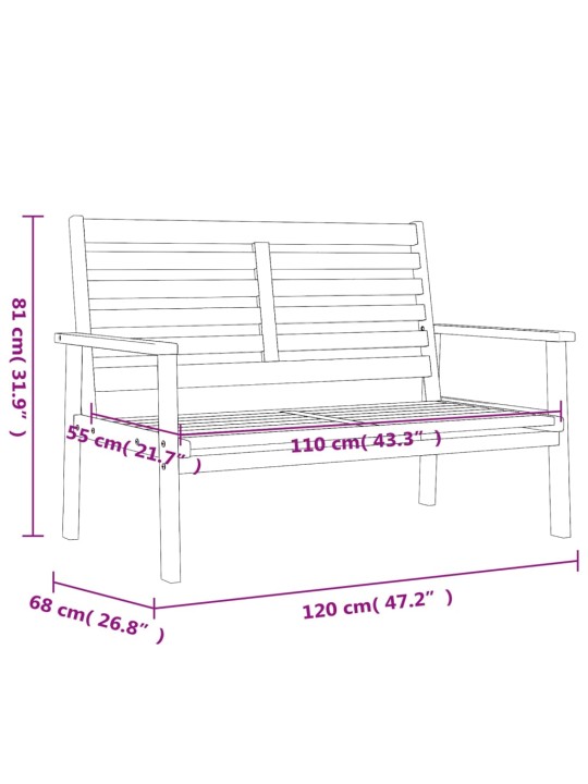 Dārza sols, 120 cm, akācijas masīvkoks