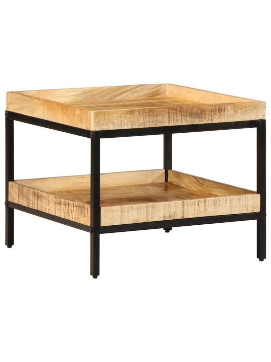 Sānu galds ar plauktu brūna 55 x 55 x 45 cm mango masīvkoks