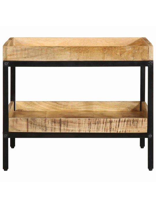 Sānu galds ar plauktu brūna 55 x 55 x 45 cm mango masīvkoks