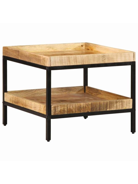 Sānu galds ar plauktu brūna 55 x 55 x 45 cm mango masīvkoks