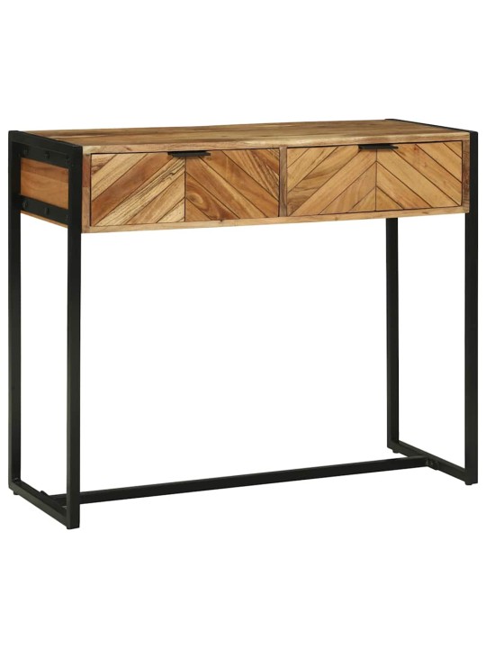 Konsoles galds ar plauktu brūna 90 x 35 x 75 cm mango masīvkoks