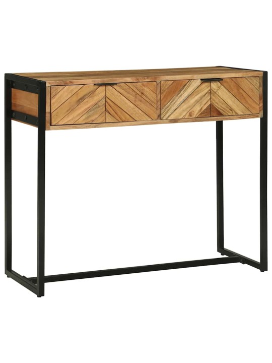 Konsoles galds ar plauktu brūna 90 x 35 x 75 cm mango masīvkoks