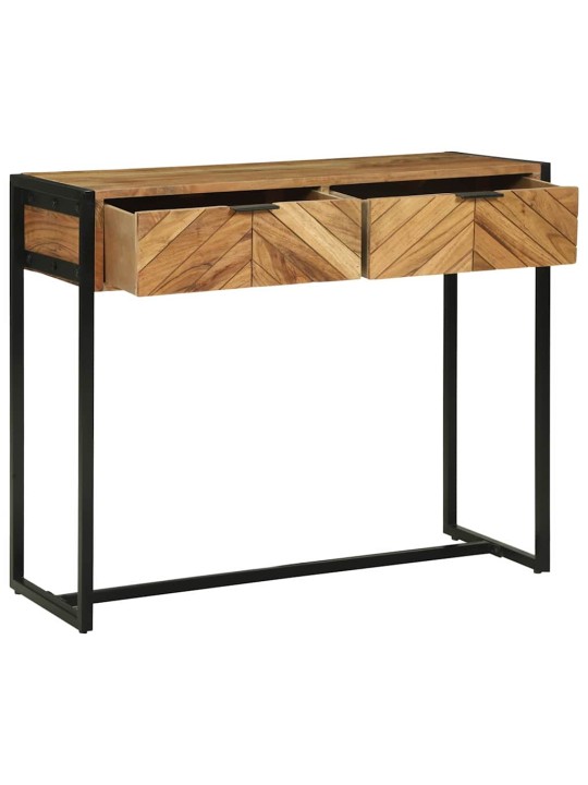 Konsoles galds ar plauktu brūna 90 x 35 x 75 cm mango masīvkoks