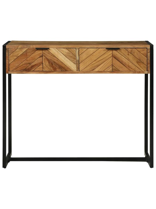 Konsoles galds ar plauktu brūna 90 x 35 x 75 cm mango masīvkoks