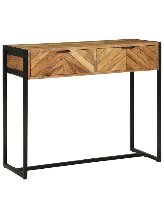 Konsoles galds ar plauktu brūna 90 x 35 x 75 cm mango masīvkoks
