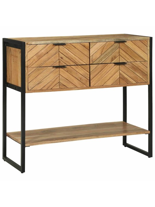 Konsoles galds ar plauktu brūna 90 x 35 x 80 cm mango masīvkoks