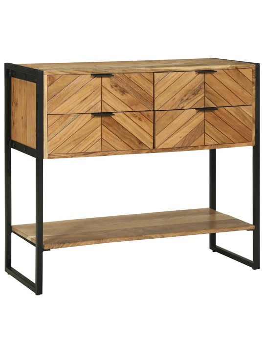 Konsoles galds ar plauktu brūna 90 x 35 x 80 cm mango masīvkoks