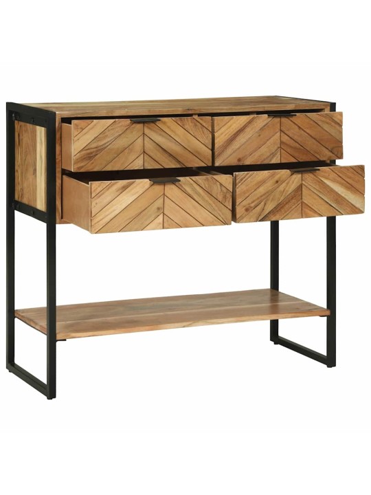 Konsoles galds ar plauktu brūna 90 x 35 x 80 cm mango masīvkoks