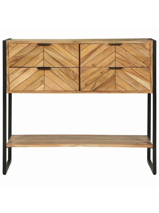 Konsoles galds ar plauktu brūna 90 x 35 x 80 cm mango masīvkoks