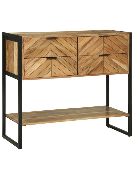 Konsoles galds ar plauktu brūna 90 x 35 x 80 cm mango masīvkoks