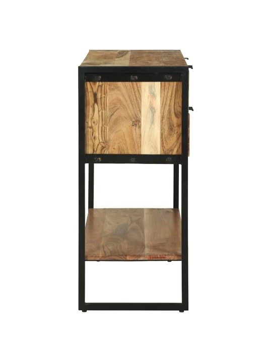 Konsoles galds ar plauktu brūna 90 x 35 x 80 cm mango masīvkoks