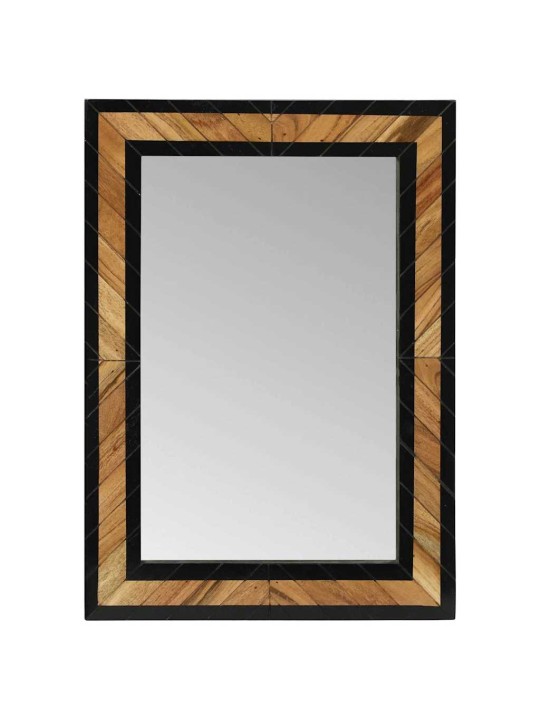 Spogulis melns un brūns 70 x 2 x 70 cm cieta koka akācija