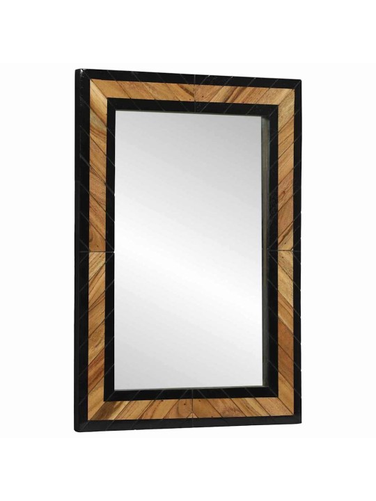 Spogulis melns un brūns 70 x 2 x 70 cm cieta koka akācija