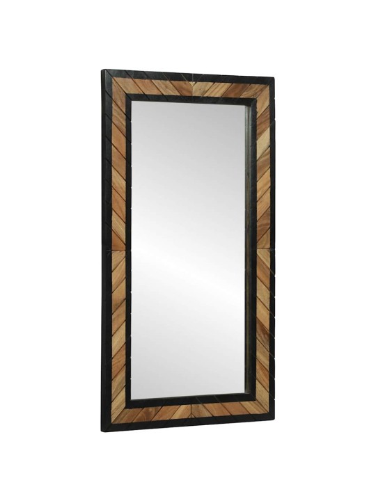 Spogulis melns un brūns 90 x 2 x 50 cm cieta koka akācija