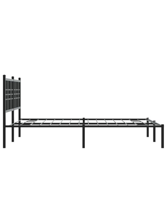 Gultas rāmis ar galvgali, melns metāls, 120x200 cm