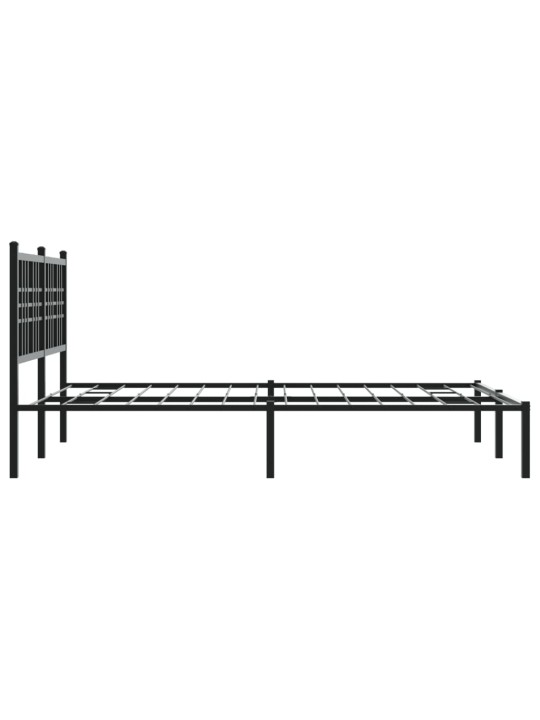 Gultas rāmis ar galvgali, melns metāls, 140x200 cm