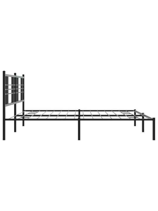 Gultas rāmis ar galvgali, melns metāls, 200x200 cm